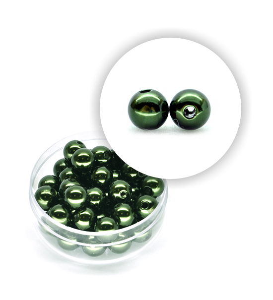 Perla pastello (10 g circa) 8 mm ø - Verde oliva - Clicca l'immagine per chiudere